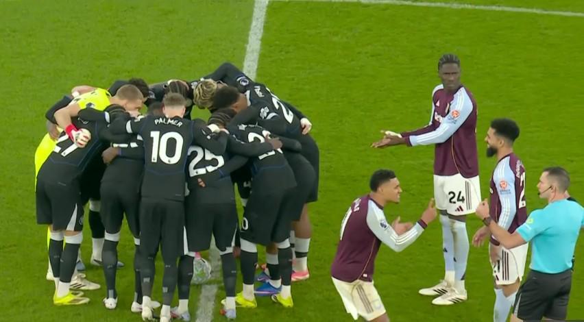 欧冠高清直播入口-还踢不踢，维拉球员不满切尔西球员在中圈进行集合喊话